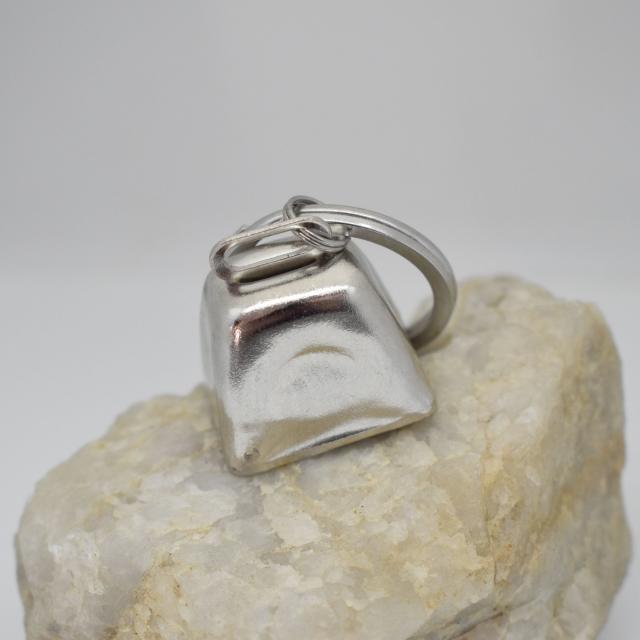 Cowbell Silver Tone Mini Keychain